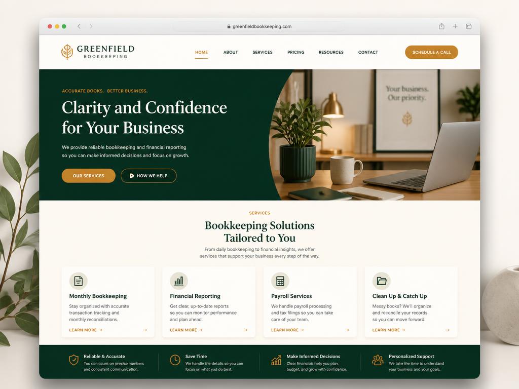A custom-designed small business website by Nexera